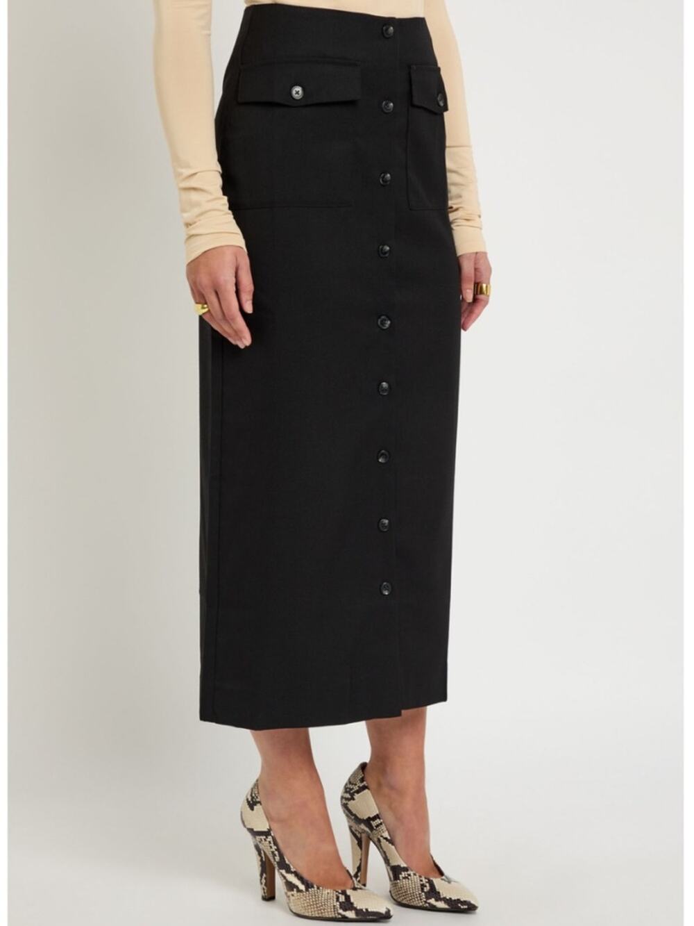 Reformation Britt Column Skirt in Black 6